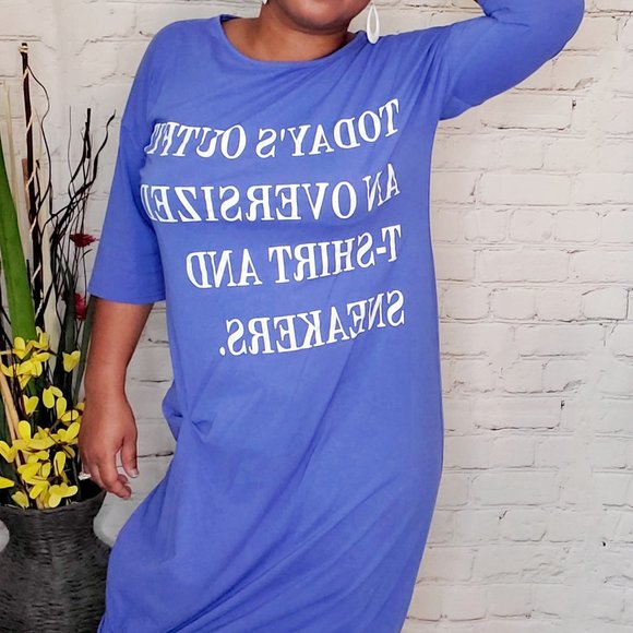 Stylzcloset Dresses & Skirts - NWT Oversize Blue White Today Outfit T Shirt